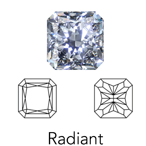 radiant cut display of LONITÉ cremation diamonds from cremation ashes and hair