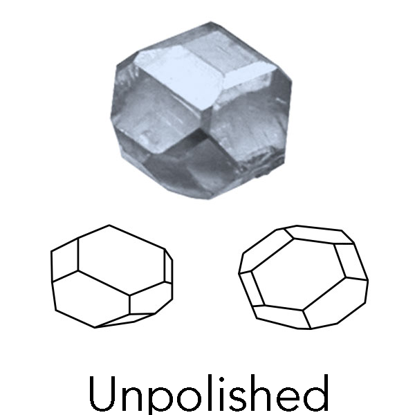 unpolished cut display of LONITÉ cremation diamonds from cremated ashes and cremains